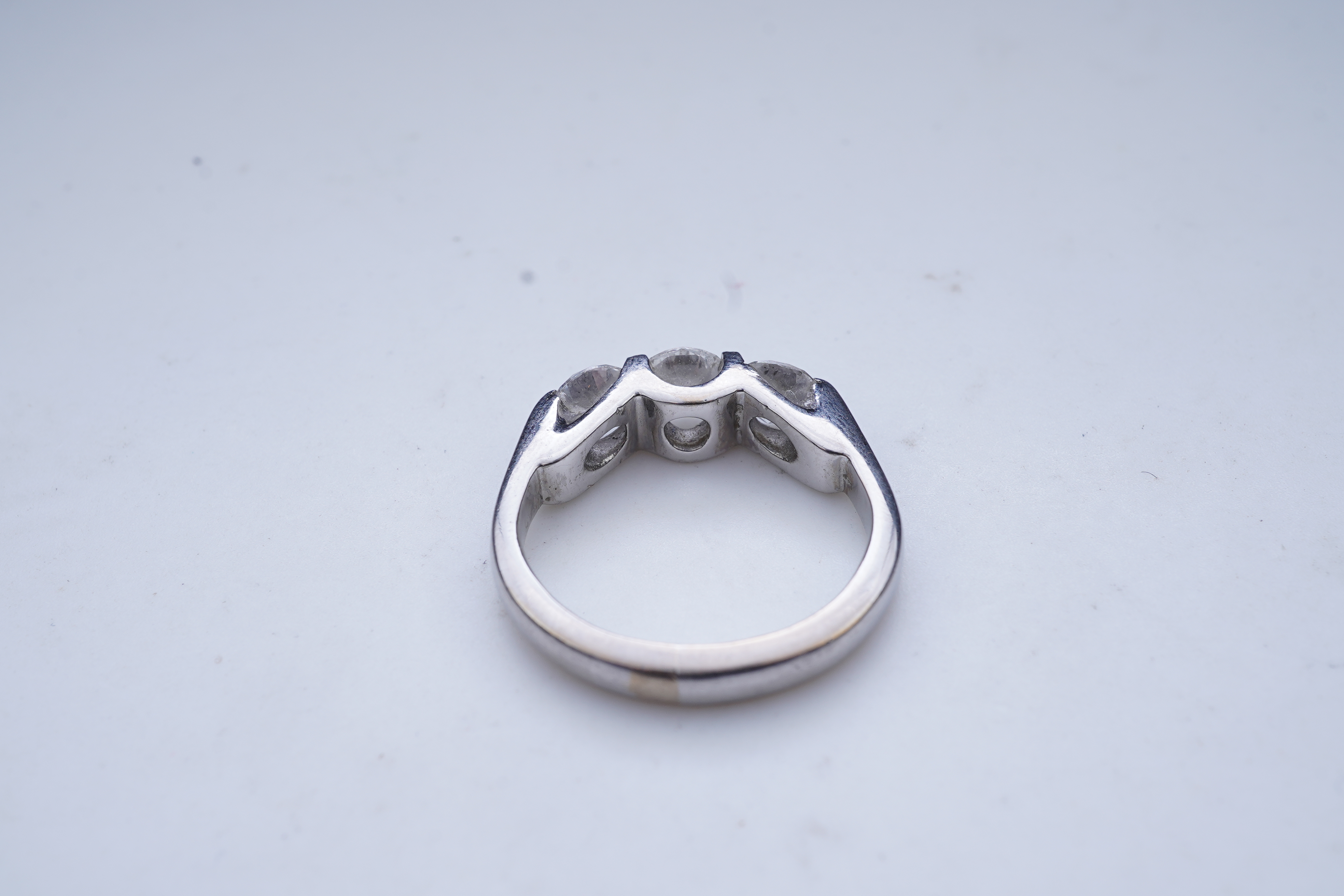 A three-stone diamond ring